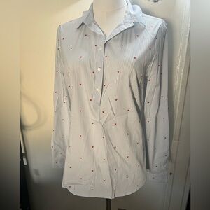 NWOT- Oodji Ultra Striped Heart Button Down Shirt | Size 40 - Xs-S